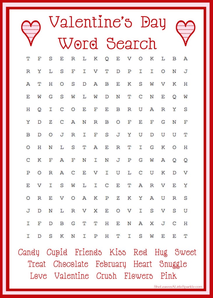Day 8: Valentine’s Day Word Search