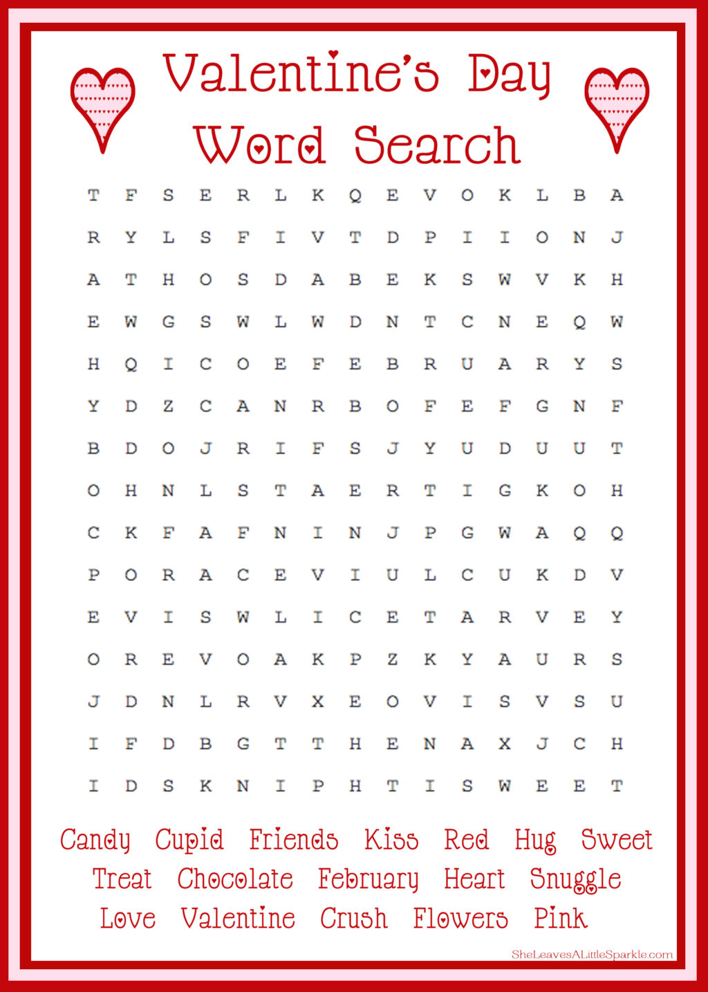 Day 8: Valentine's Day Word Search - Summer Adams