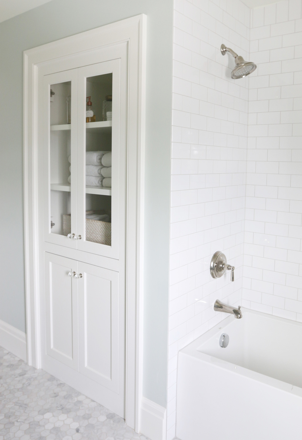 Subway+Tile+Shower+with+Gray+Grout+||+Studio+McGee