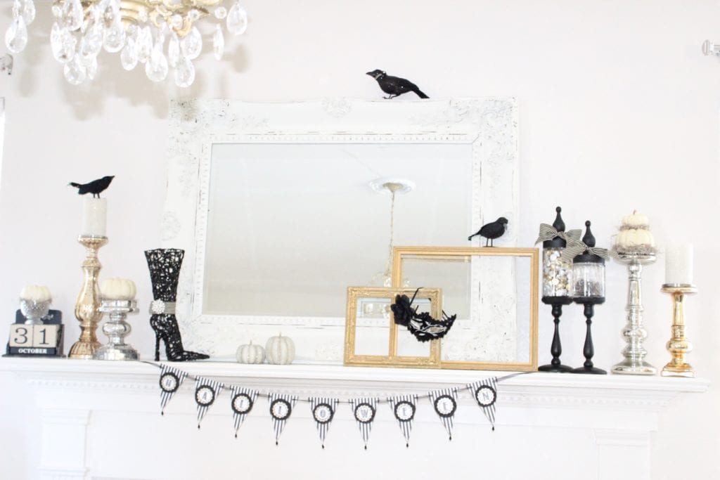 spooky glam halloween mantel