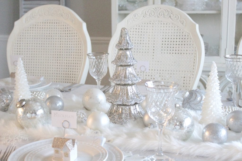 adding glam to christmas decor winter wonderland tablescape 