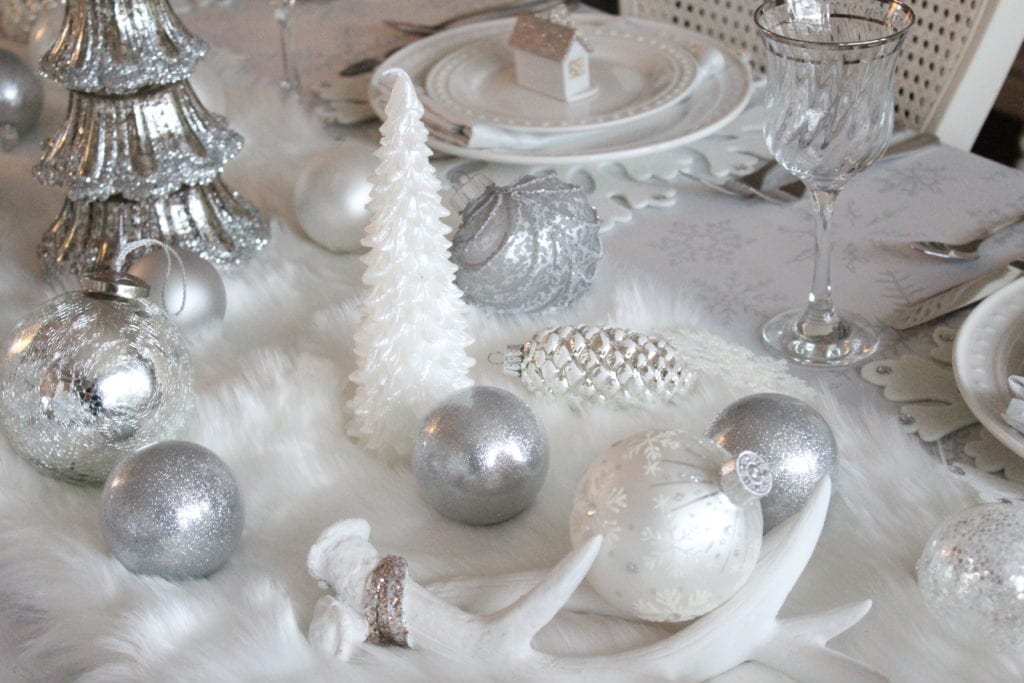 Adding Glam To Christmas Decor winter wonderland glam tablescape table setting