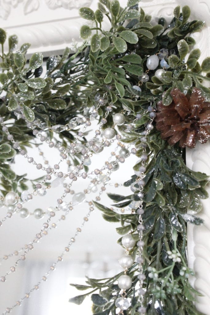 Christmas Bedroom Decor Greenery Holiday Christmas garland swag with bling and beads