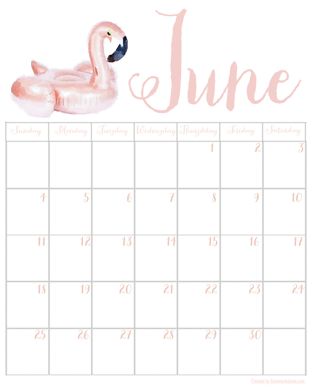 Cute June Calendar Printable Printable Templates