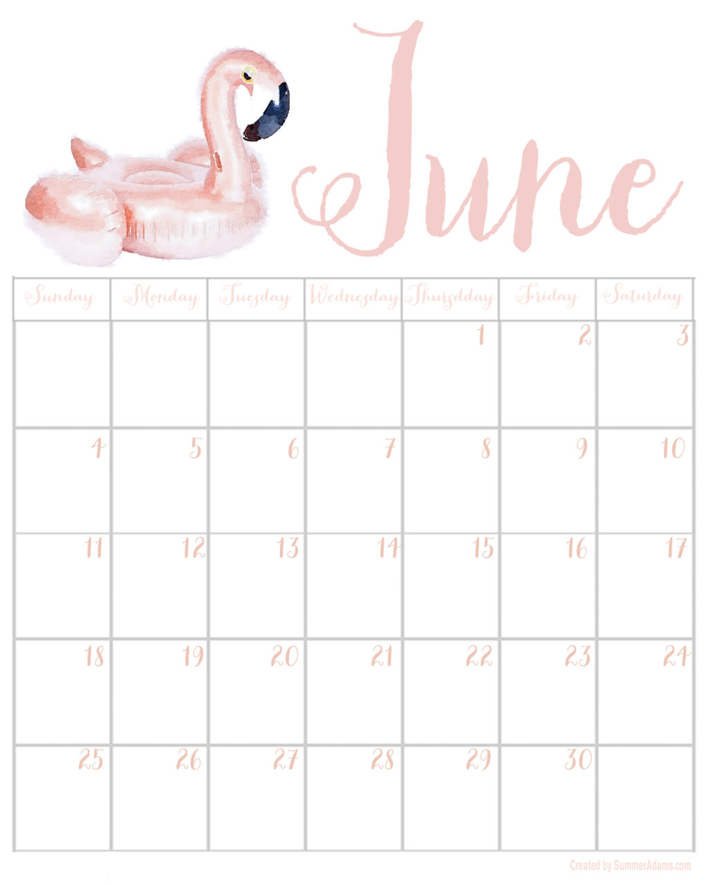 June 17 Printable Calendar Digital Graphic Tech Wallpaper Summer Adams