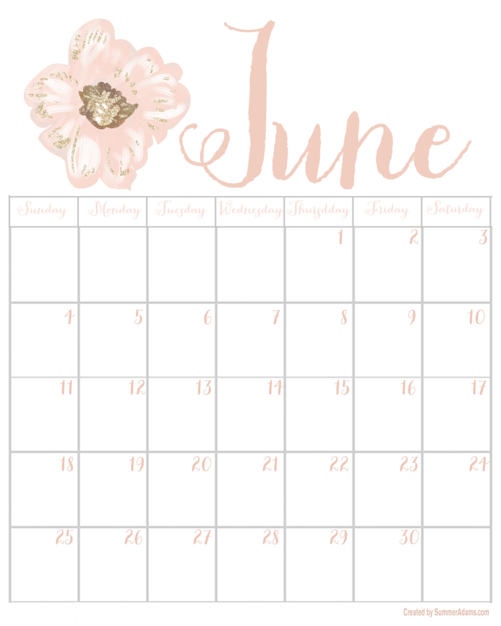 June 2017 Printable Calendar Digital Graphic Tech Wallpaper Summer