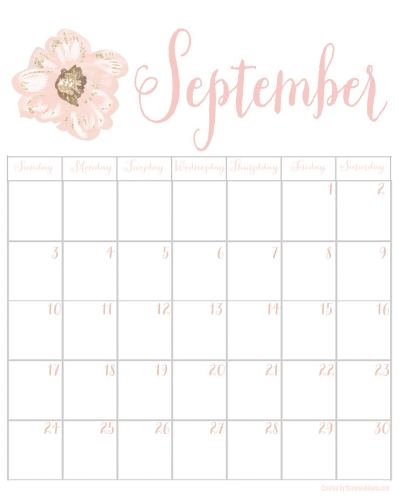 2017 Calendars - July through December - Summer Adams