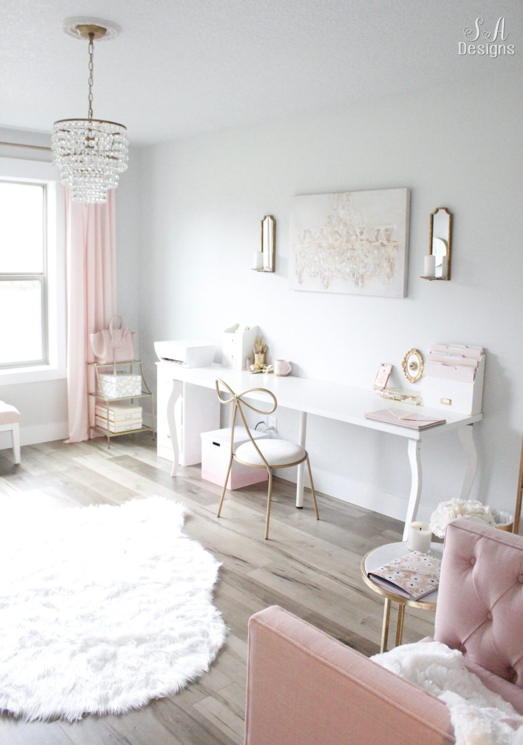 Updated Glam Office Reveal With Blush Pink Walls - Summer Adams