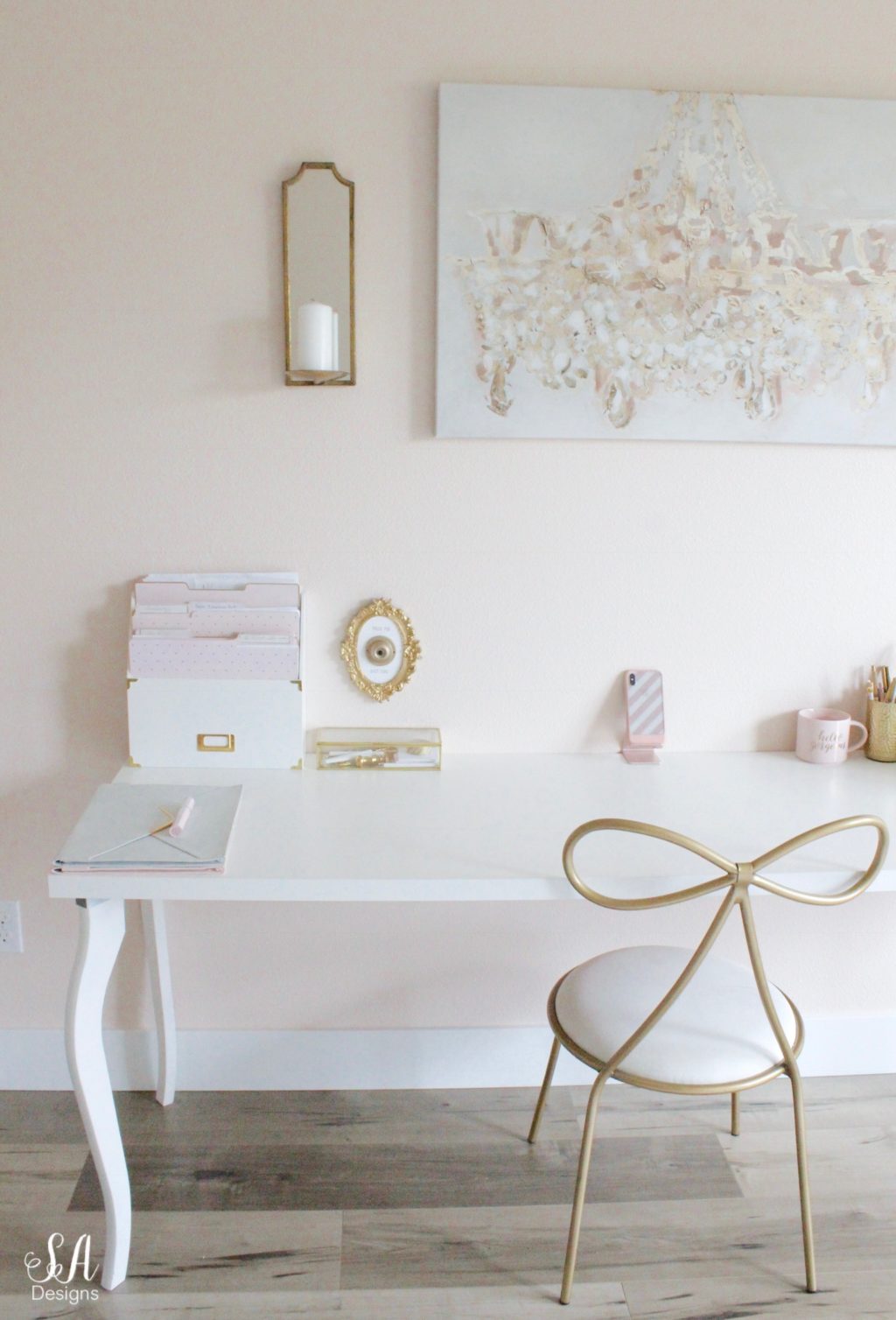 Updated Glam Office Reveal With Blush Pink Walls - Summer Adams