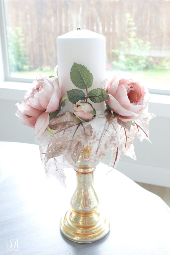 DIY Spring Floral Candle Ring - Home - She Gave It A Go