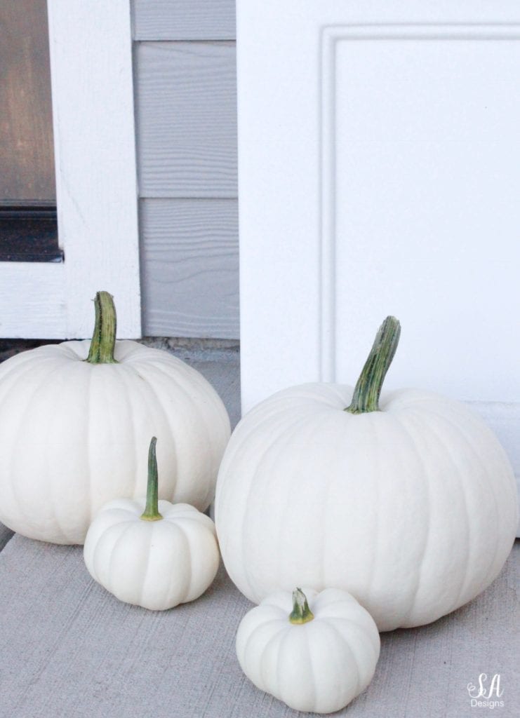 mini white pumpkins, diy pumpkin wreath, diy fall wreath, fall pumpkin wreath, fall wreath, white coastal nantucket planters, cape cod planters, white nantucket planters, front door ferns shade plants, white pumpkins, fall front porch, craftsman style home