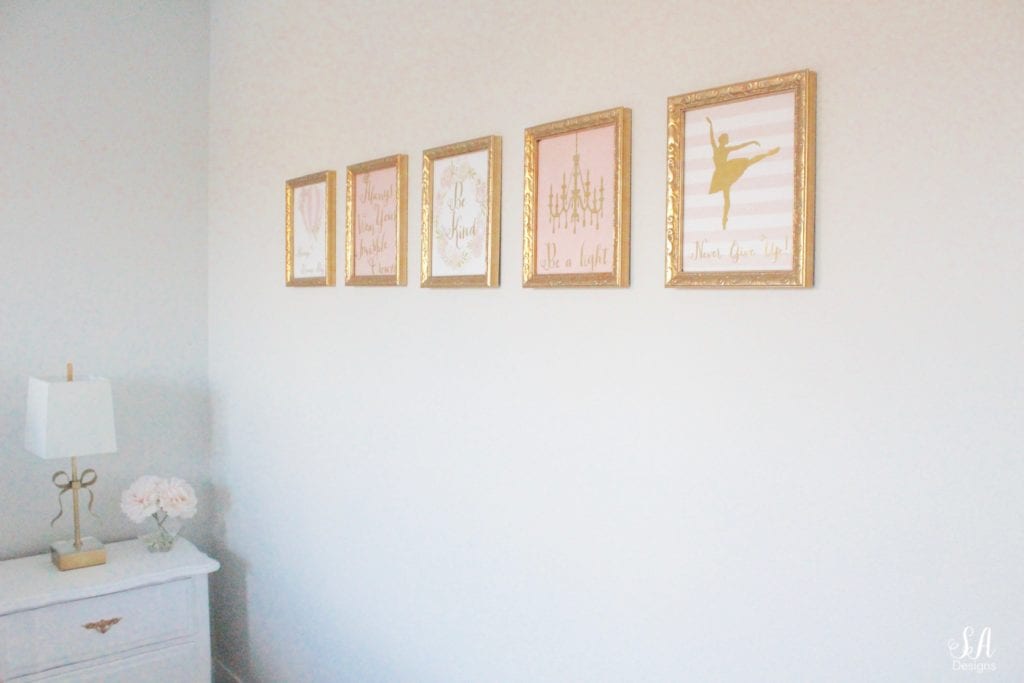 wall art girls bedroom, tween bedroom gold and blush wall art