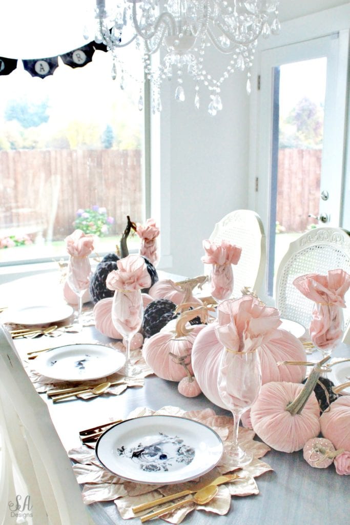 Blush Pink & Black Halloween Table, Kitchen, & Living Room - Summer Adams