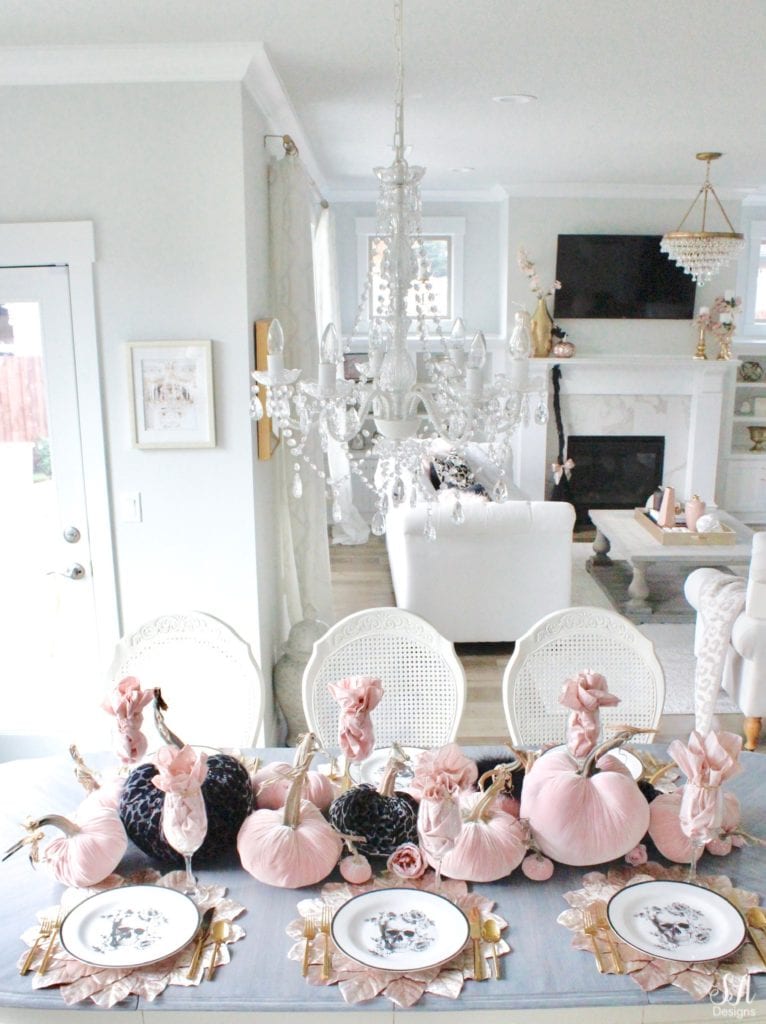 Blush Pink Black Halloween Table Kitchen Living Room Summer Adams