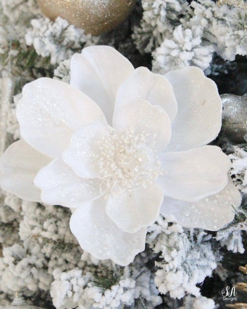 christmas frosted magnolia stem