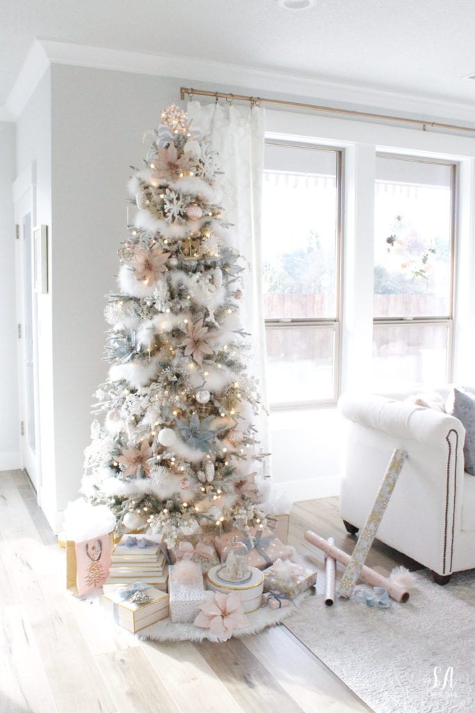 Whimsical Glam Christmas Living Room In Pastels - Summer Adams