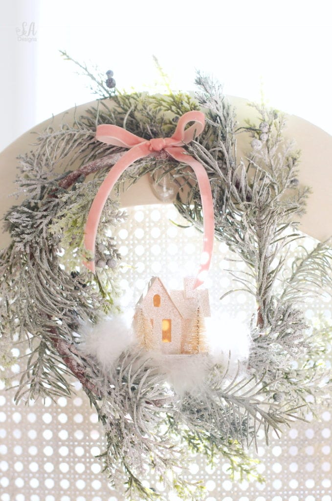 wreath on backs of chairs for christmas