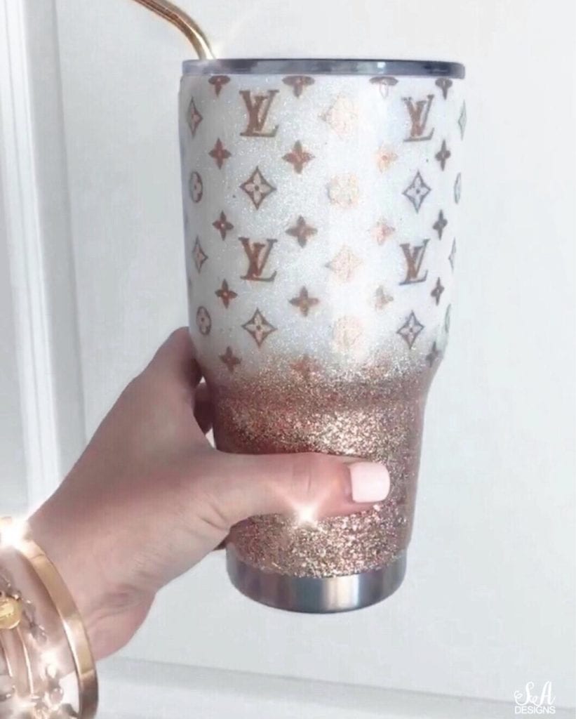 Louis vuitton glitter yeti tumbler coffee cup