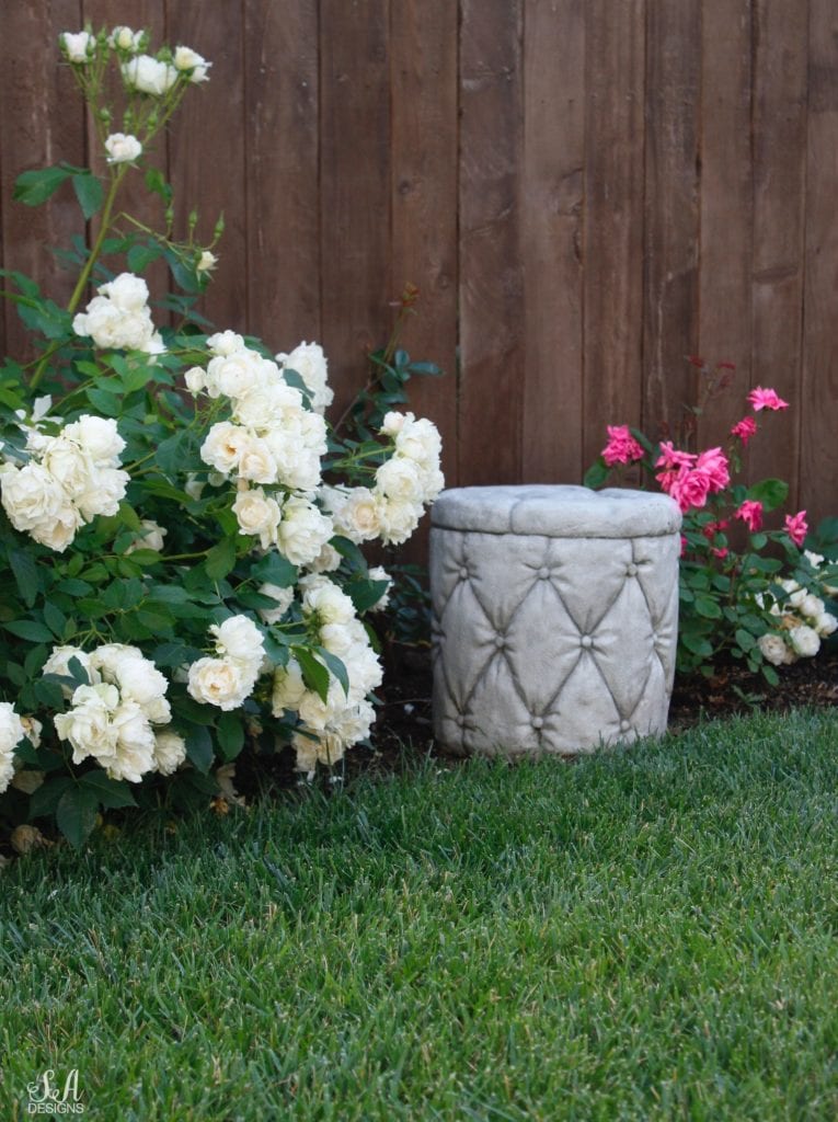 rose garden cement tufted stool