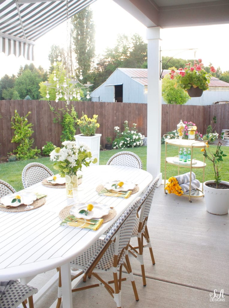 summer lemon tablescape table setting outdoor dining