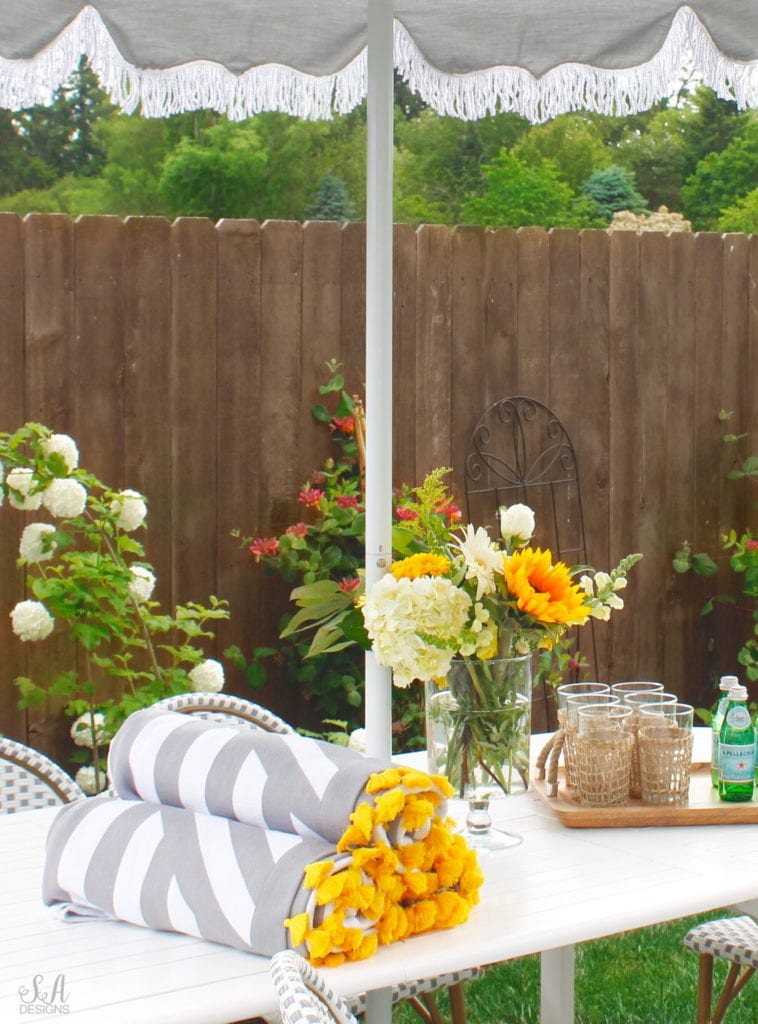 serena and lily towels, french bistro chairs, garden party