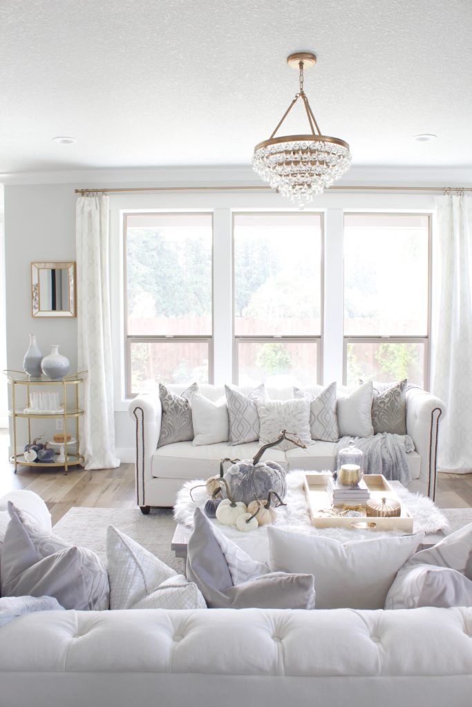 Gray white online gold living room