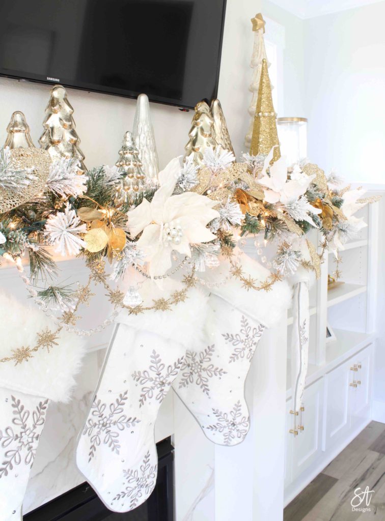 white and gold elegant glam Christmas decor