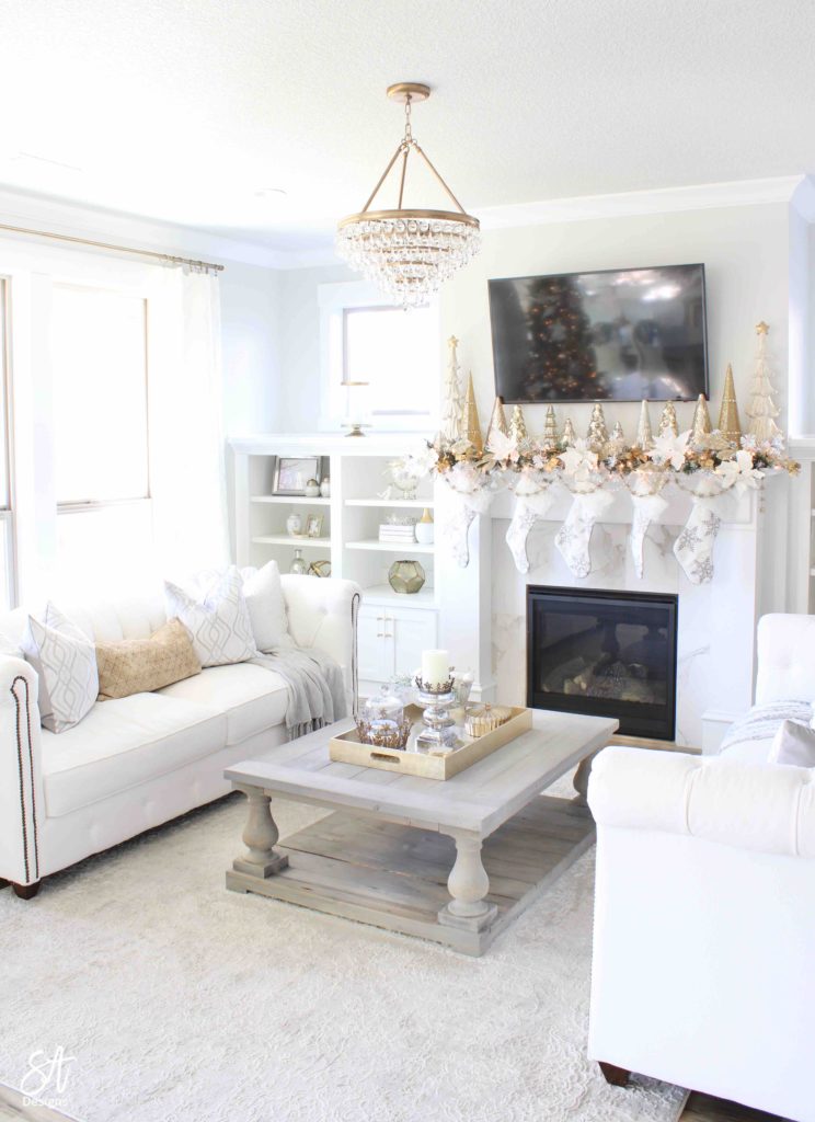 white and gold elegant glam Christmas decor