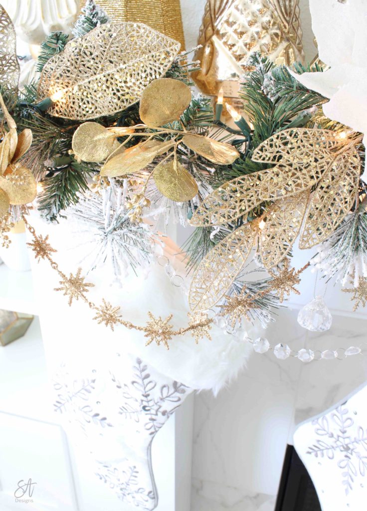 white and gold elegant glam Christmas decor