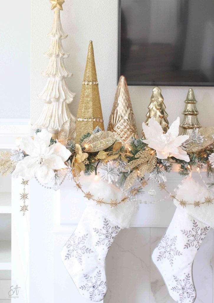 white and gold elegant glam Christmas decor