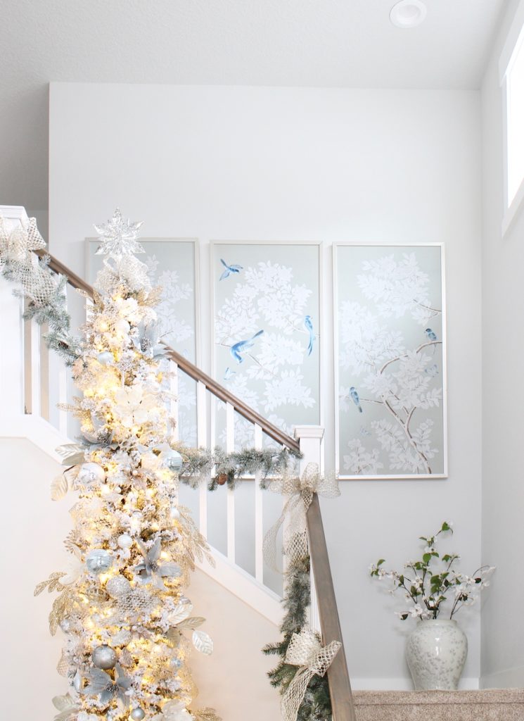 Decorations of Blue on White Christmas Tree - Southern State of