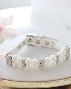 pearl rhinestone glam puppy dog necklace collar