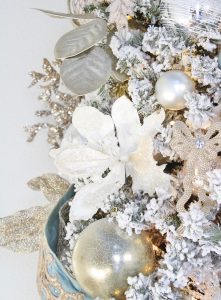 trinity scroll velvet ribbon spa blue wired edge christmas ribbon, flocked christmas tree, glamorous christmas tree decorating tips, white christmas magnolias, decorators warehouse Arlington Texas