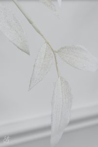 white fall foliage with glitter sparkle